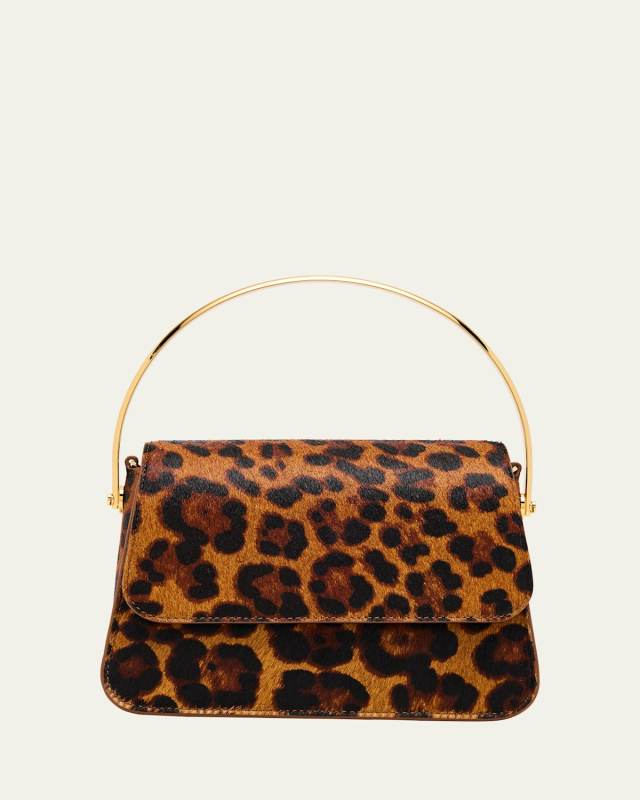 Aria Mini Leopard Calf Hair Top-Handle Bag